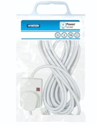 (image for) STATUS 1 WAY EXTENSION SOCKET NEON INDICATOR WHITE - 5M