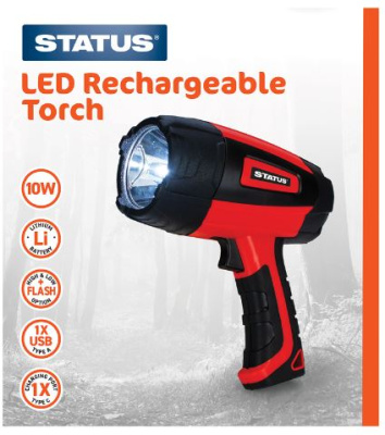 (image for) STATUS LED RECHARGEABLE - HAND HELD TORCH - RED - 10W