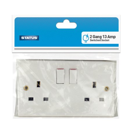 (image for) STATUS 2 GANG WALL SWITCHED SOCKET - WHITE - 13AMP