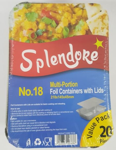 (image for) SPLENDORE MULTI-PORTION FOIL CONTAINERS WITH LIDS 210X145X45MM 20S - NO:18