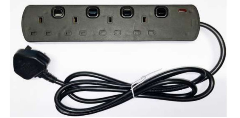 (image for) POWER PLUS 4 WAY EXTENSION LEAD BLACK - 2M