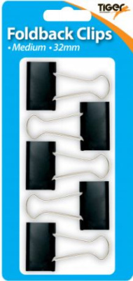 (image for) Tiger Fold Back Clips Black 5S- 32mm