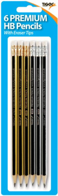 (image for) TIGER HB PREMIUM PENSIL WITH ERASER - 6 PACK