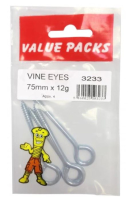 (image for) FASTPAK SCREW EYES ZINC 75MMX12G - 4S