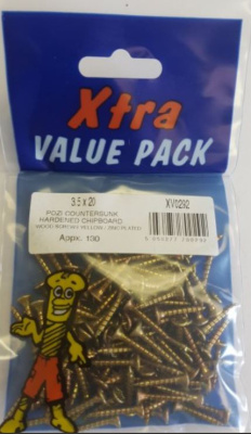 (image for) FAST PAK XTRA VALUE PACKS HARDENED CHIPBOARD WOOD SCREWS YELLOW ZINC PLATED - 3.5X20 - 130S
