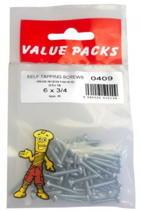 (image for) FAST PAK VALUE PACKS SELF TAPPING SCREWS CROSS RECESS PAN HEAD - 6X3/4 - 45S