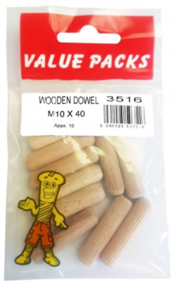 (image for) FAST PAK VALUE PACKS WOODEN DOWEL M10X40 - 10S