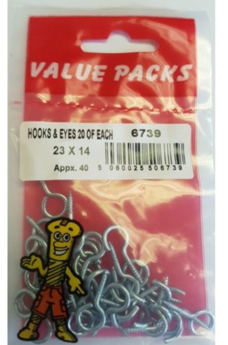 (image for) FAST PAK VALUE PACKS HOOKS & EYES 20 OF EACH - 23X14 - 40S