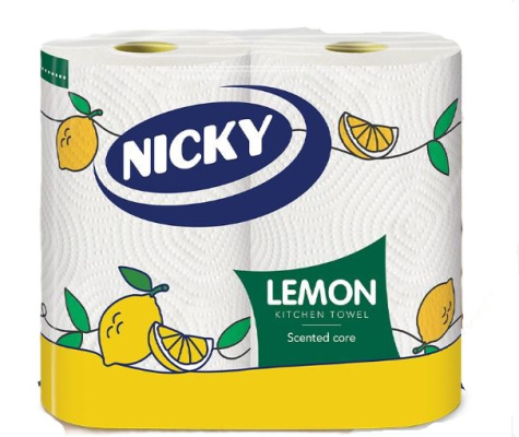 (image for) NICKY Lemons kitchen towel 2-Roll 2-Ply (2x8) Decorated