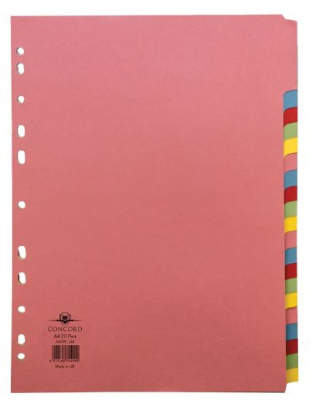 (image for) PUKKA 20 PART DIVIDER CONCORD ASSORTED - A4