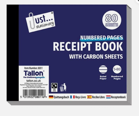 (image for) Tallon Receipt Book Half size 80 Pages - Half
