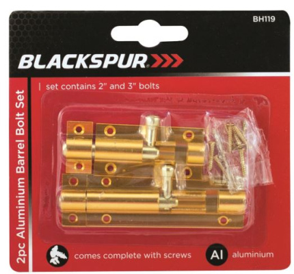 (image for) BLACKSPUR ALUMINIUM BARREL BOLT SET 2PCS
