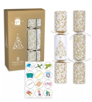 (image for) XMAS CRACKER CREAM&GOLD 8S - 12\" 