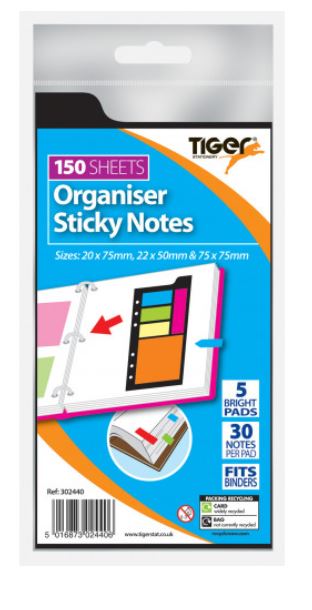 (image for) Tiger Sticky Notes Assorted 150S - STD