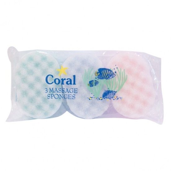 (image for) CORAL 3PK MASSAGE SPONGE