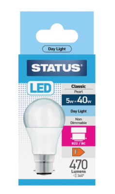 (image for) STATUS LED B22/BC CLASSIC PEARL DAY LIGHT - 5W=40W