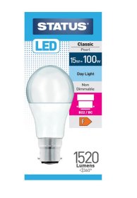 (image for) STATUS LED B22/BC CLASSIC PEARL DAY LIGHT - 15W=100W