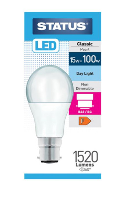 (image for) STATUS LED B22/BC CLASSIC PEARL DAY LIGHT - 15W=100W