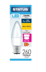 (image for) STATUS LED B22/BC CANDLE PEARL WARM WHITE - 3W=25W