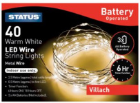 (image for) STATUS XMAS LED METAL WIRE STRING LIGHTS WARM WHITE 40LED - 2.5M