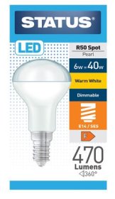 (image for) STATUS LED E14/SES R50 SPOT PEARL WARM WHITE - 6W=40W