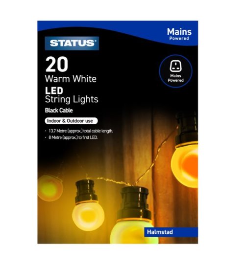 (image for) STATUS LED STRING LIGHTS WARM WHITE 20LED - 13.7M