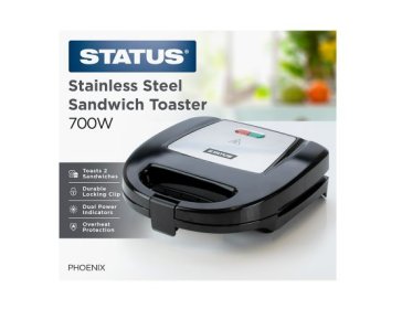 (image for) STATUS STAINLESS STEEL SANDWICH TOASTER BLACK - 700W