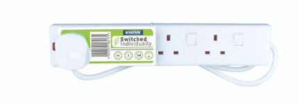 (image for) STATUS 4 WAY EXTENSION SOCKET NEON INDICATOR WITH INDIVIDUAL SWITCH - 2M