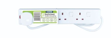 (image for) STATUS 4 WAY EXTENSION SOCKET NEON INDICATOR WITH INDIVIDUAL SWITCH - 2M