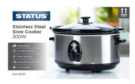 (image for) STATUS STAINLESS STEEL SLOW COOKER - 3 HEAT SETTINGS - 3.5L