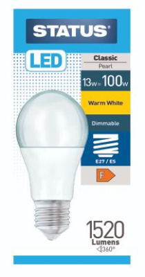 (image for) STATUS LED E27/ES CLASSIC PEARL WARM WHITE - 13W=100W