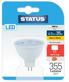 (image for) STATUS LED MR16 CLEAR WARM WHITE - 4.5W=35W