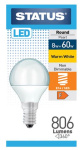 (image for) STATUS LED E14/SES ROUND PEARL WARM WHITE - 8W=60W