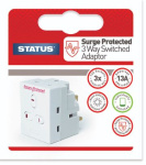 (image for) STATUS 3 WAY FUSED INDIVIDUALLY SWITCHED ADAPTOR WHITE - 13A
