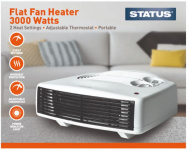 (image for) STATUS FLAT FAN HEATER - 2 HEAT SETTINGS WITH ADJUSTABLE THERMOSTAT - WHITE - 3000W