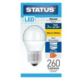 (image for) STATUS LED E27/ES ROUND PEARL WARM WHITE - 3W=25W