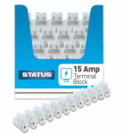 (image for) STATUS TERMINAL BLOCK CLEAR - 12 BLOCKS PER STRIP - 15AMP