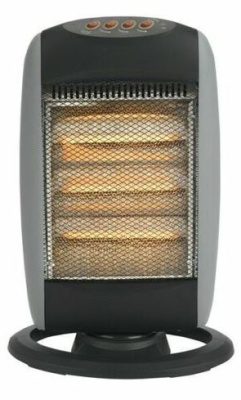 (image for) STATUS OSCILLATING HALOGEN HEATER - 3 HEAT SETTINGS WITH ADJUSTABLE THERMOSTAT - LIGHT AND DARK GREY - 1200W