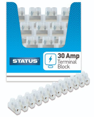 (image for) STATUS TERMINAL BLOCK CLEAR - 12 BLOCKS PER STRIP - 30AMP