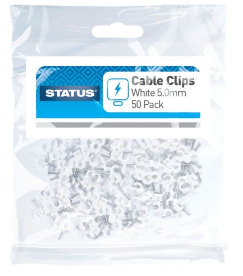 (image for) STATUS ROUND CABLE CLIPS WHITE 50S - 5MM