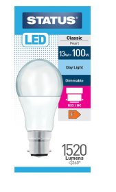 (image for) STATUS LED B22/BC CLASSIC PEARL DAY LIGHT - 13W=100W