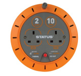(image for) STATUS 2 WAY EXTENSION SOCKET REEL -THERMAL CUT OUT -10AMP - 10M