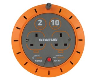 (image for) STATUS 2 WAY EXTENSION SOCKET REEL -THERMAL CUT OUT -10AMP - 10M