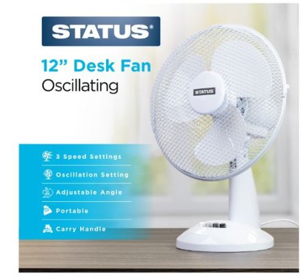 (image for) STATUS DESK FAN - 3 SPEED SETTINGS - 12\"\"