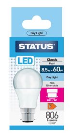 (image for) STATUS LED B22/BC CLASSIC PEARL DAY LIGHT - 8.5W=60W