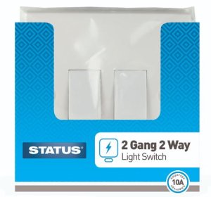 (image for) STATUS 2 GANG 2WAY LIGHT SWITCH WHITE - 10AMP