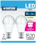 (image for) STATUS LED B22/BC CLASSIC PEARL COOL WHITE - 15W=100W