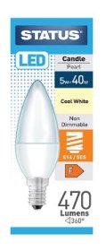 (image for) STATUS LED E14/SES CANDLE PEARL COOL WHITE - 5W=40W