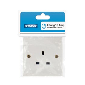(image for) STATUS 1 GANG WALL SOCKET - UNSWITCHED WHITE - 13AMP