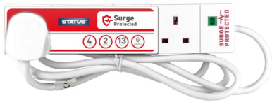(image for) STATUS 4WAY EXTENSION SOCKET - SURGE PROTECTED - WHITE- 2M